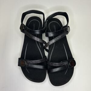 Aetrex Women's Jess Sandal Black with Glitter Straps Size 11.5 -12 Comfy Sandals